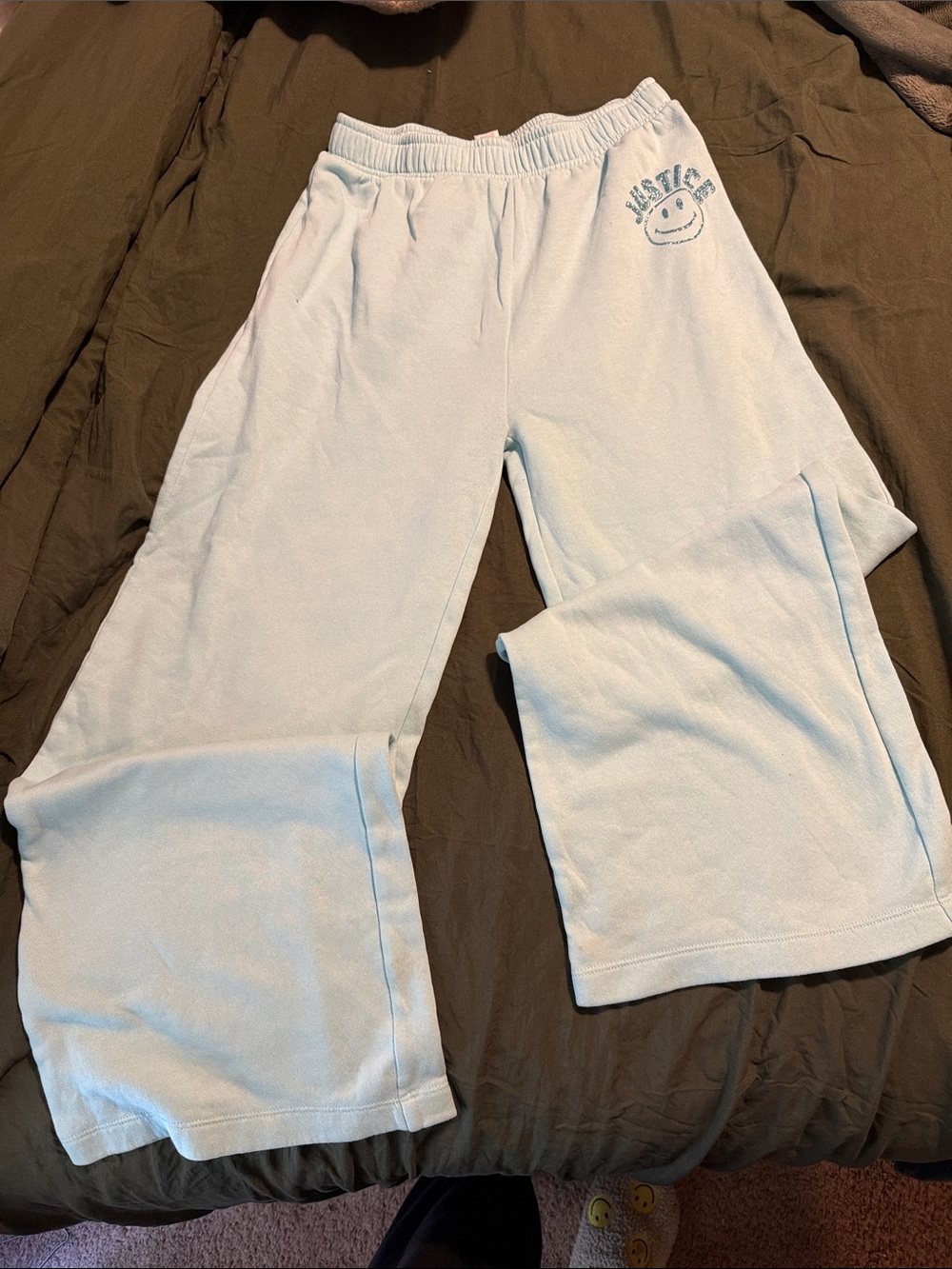 Justice Light Blue Girls' Sweatpants with Smile Logo